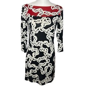 DVF Diane von Furstenberg Ruri Chain Print Dress 4 $345 Silk Jersey HOLOGRAM